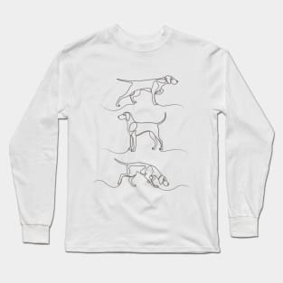 Continuous Line Weimaraners (Light Taupe Background) Long Sleeve T-Shirt